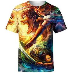 Attack On Titan T-shirts - Levi Ackerman x Eren Yeager Vibrant Titan Fight Custom T-shirt