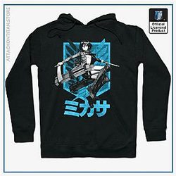 Attack On Titan Hoodies - Mikasa Ackerman Dark Black and White Hoodie