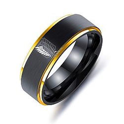 Attack On Titan Rings - Attack On Titan 8MM  Black Sliver Stainles Ring