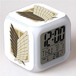 Attack On Titan Clocks - Wings Of Liberty In Brown 7 Colors Change Touch Light Alarm Clock