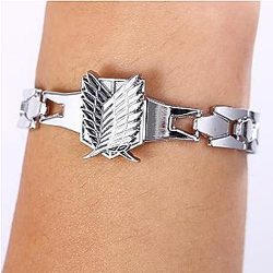 Attack On Titan Bracelets - Wing Of Freedom Silver Metal Bracelet