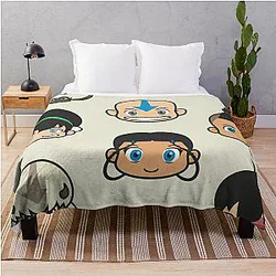 Avatar The Last Airbender Blanket - Chibi Gaang Avatar The Last Airbender Sticker Pack Throw Blanket RB2712