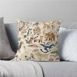 Avatar The Last Airbender Pillows - Avatar Animals print in watercolor, Avatar the Last Airbender show, Appa, Momo, turtle duck Throw Pillow RB2712