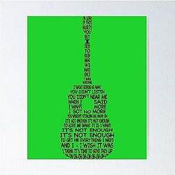 Lyric of Avril Lavigne - Not Enough 2011, guitar shape lyric Classic  Poster
