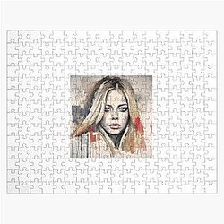 watercolor sketch with Avril Lavigne Jigsaw Puzzle