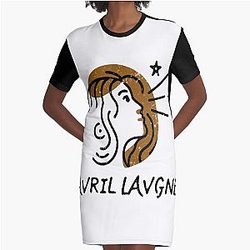 Pop Punk Princess: Elevate Your Wardrobe with Avril Lavigne's Signature Look Graphic T-Shirt Dress