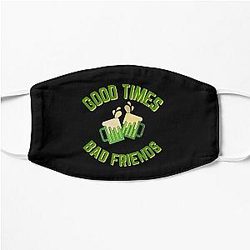 Good Times Bad Friends Quote Mens Boys Flat Mask Official Merch RB1111