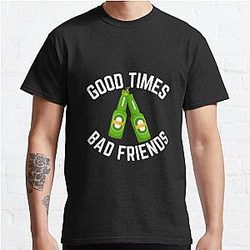 Good Times Bad Friends Vintage Mens Boys Classic T-Shirt Official Merch RB1111