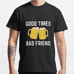 Good Times Bad Friends Retro Mens Boys Classic T-Shirt Official Merch RB1111
