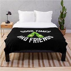Bad Friends Blanket - Good Times Bad Friends Vintage Mens Boys Throw Blanket