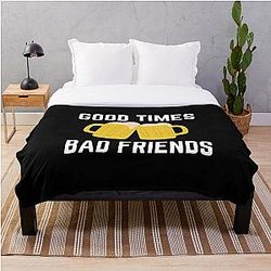 Bad Friends Blanket - Good Times Bad Friends Retro Mens Boys Throw Blanket