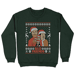 Bad Friends Family Holiday Crewneck Green Sweatshirt