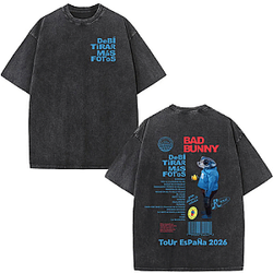 Washed Vintage World Tour Espana 2026 DTMF Blue DTNK2403 Bad Bunny T-Shirts