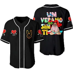 Summer Time With Beach And Red Heart DTNK2007 Bad Bunny Baseball Jersey
