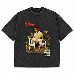 Bad Bunny Print Round DTMF HTCT1808 Bad Bunny T-Shirts
