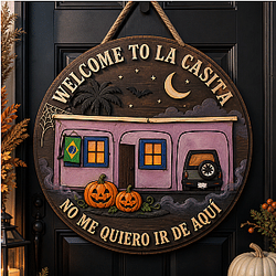 [Exclusive] Haunted La Casita Halloween Bad Bunny Wooden Door Sign
