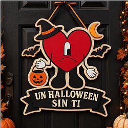 [Exclusive] Un Halloween Sin Ti Bad Bunny Wooden Door Sign