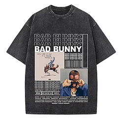 Most Wanted Tour Mask & Biography LA1209 Bad Bunny Wash T-Shirts