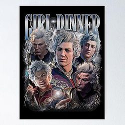 Astarion Baldurs Gate 3 Girl Dinner Vintage Poster