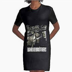 Band of brothers - Now, I work to tell news stories of WWII soldiers on Halloween and Christmas in a graphic T-Shirt Dress
