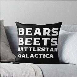 Bears Beets Battlestar Galactica Shirt - The Office Jim Halpert Dwight Schrute Funny Office Swe Throw Pillow