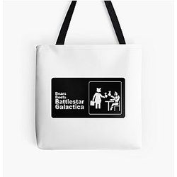 Black and White bears, beets, Battlestar Galactica All Over Print Tote Bag