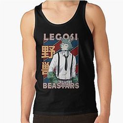 Beastars Tank Tops - Legoshi Beastars Bīsutāzu Anime Manga Design Tank Top RB2508