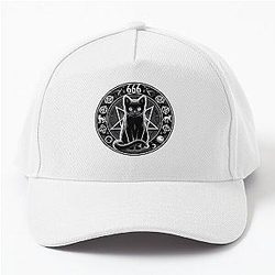 sticker, skull, dark, satan, behemoth, demon, hell, cat Baseball Cap
