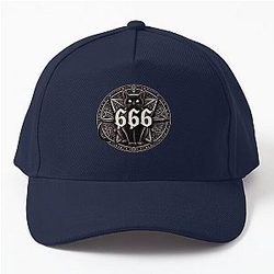sticker, skull, dark, satan, behemoth, demon, hell, cat Baseball Cap