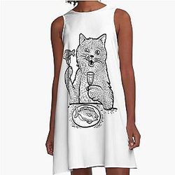 Behemoth cat sketch A-Line Dress