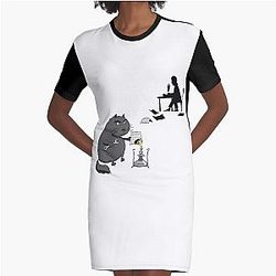 Manuscripts don't burn - The Master & Cat Behemoth - Funny Mikhail Bulgakov "The Master and Margarita" Gift Graphic T-Shirt Dress