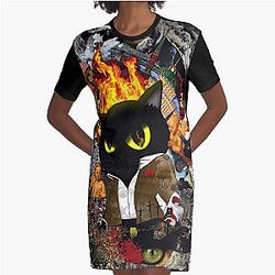 Cat Behemoth (Master & Margarita) Graphic T-Shirt Dress