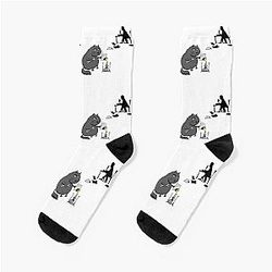 Manuscripts don't burn - The Master & Cat Behemoth - Funny Mikhail Bulgakov "The Master and Margarita" Gift Socks