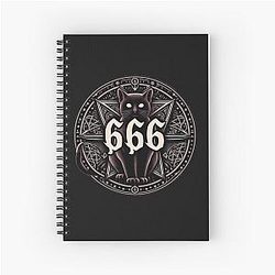 sticker, skull, dark, satan, behemoth, demon, hell, cat Spiral Notebook
