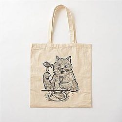 Behemoth cat sketch Cotton Tote Bag
