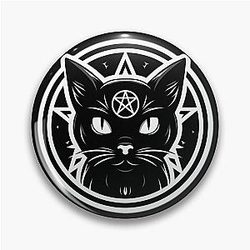 sticker, skull, dark, satan, behemoth, demon, hell, cat Pin