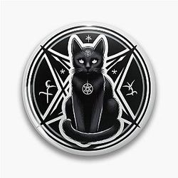 sticker, skull, dark, satan, behemoth, demon, hell, cat Pin