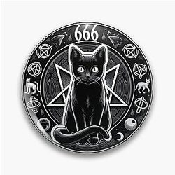 sticker, skull, dark, satan, behemoth, demon, hell, cat Pin