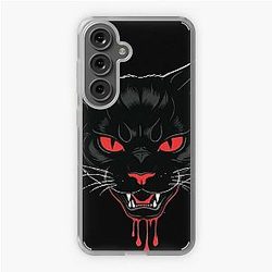 Vampire Cat with Red Eyes - Gothic Behemoth Design Samsung Galaxy Soft Case