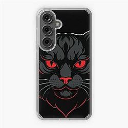 Fierce Red-Eyed Cat - Gothic Behemoth Design Samsung Galaxy Soft Case
