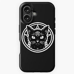 sticker, skull, dark, satan, behemoth, demon, hell, cat iPhone Tough Case