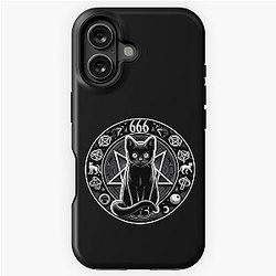 sticker, skull, dark, satan, behemoth, demon, hell, cat iPhone Tough Case