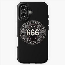 sticker, skull, dark, satan, behemoth, demon, hell, cat iPhone Tough Case