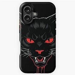 Vampire Cat with Red Eyes - Gothic Behemoth Design iPhone Tough Case