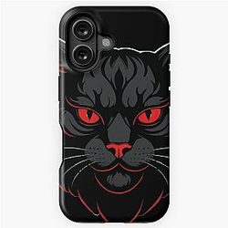 Fierce Red-Eyed Cat - Gothic Behemoth Design iPhone Tough Case