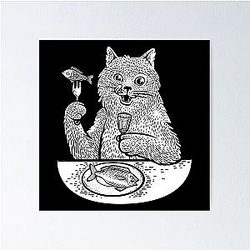 Behemoth cat sketch. White Poster