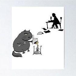 Manuscripts don't burn - The Master & Cat Behemoth - Funny Mikhail Bulgakov "The Master and Margarita" Gift Poster