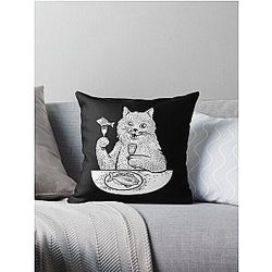 Behemoth cat sketch. White Throw Pillow