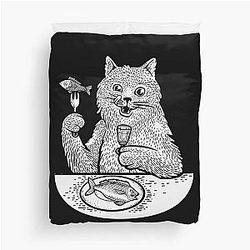 Behemoth cat sketch. White Duvet Cover