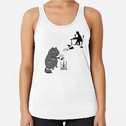 Manuscripts don't burn - The Master & Cat Behemoth - Funny Mikhail Bulgakov "The Master and Margarita" Gift Racerback Tank Top